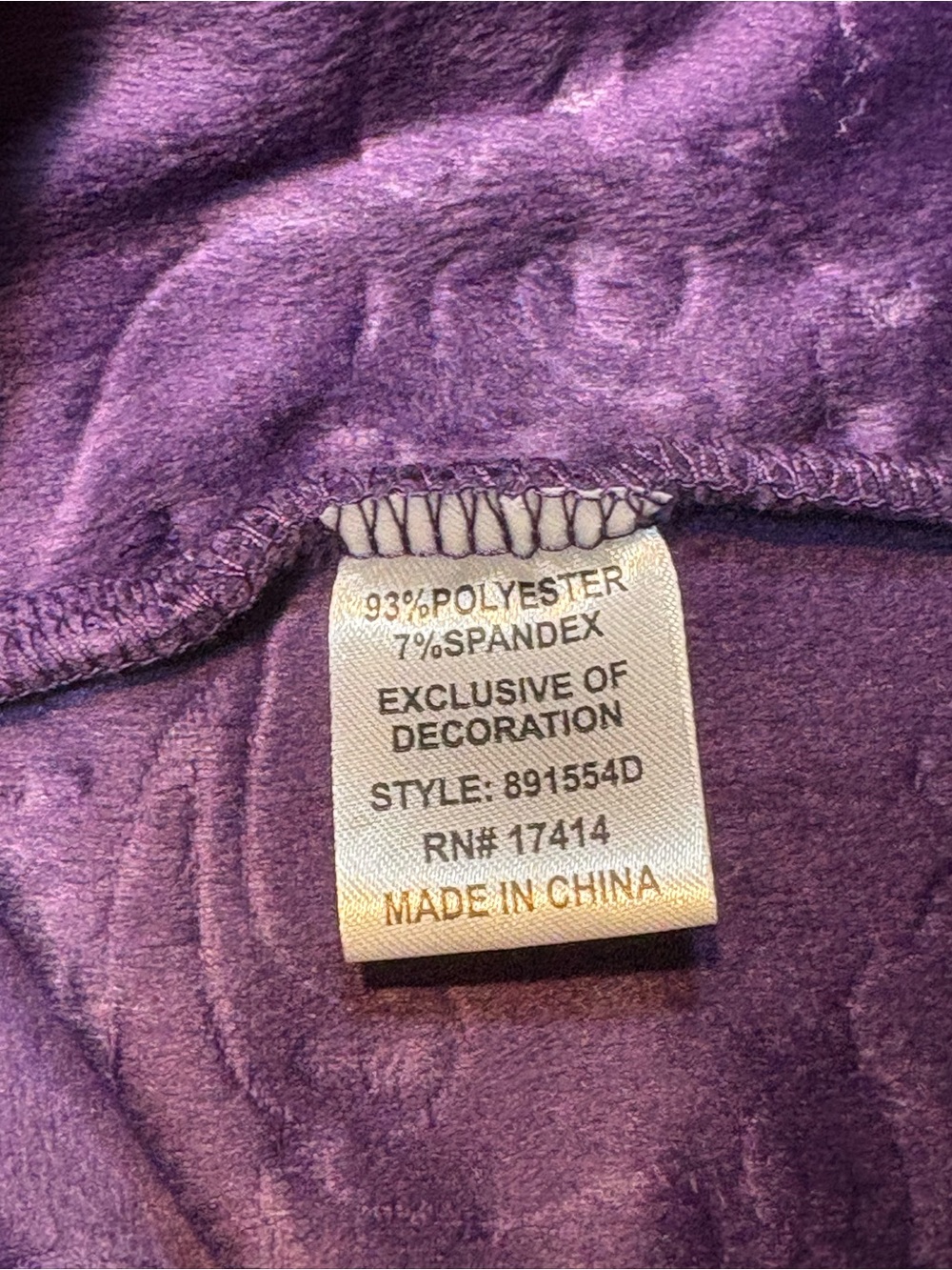 Miss Elaine dark purple embossed fleece zip-front lounge jacket xl - Picture 12 of 13